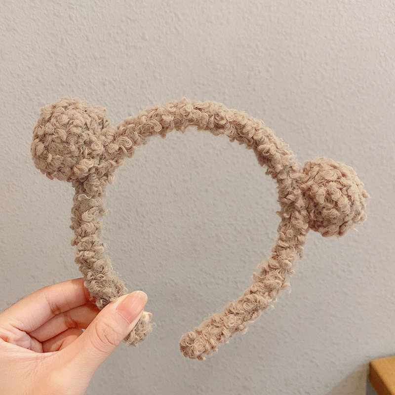 Nuevas niñas lindas orejas de oso aros de pelo de felpa para niñas niños encantadoras diademas diadema niños accesorios para el cabello de de invierno: Oro