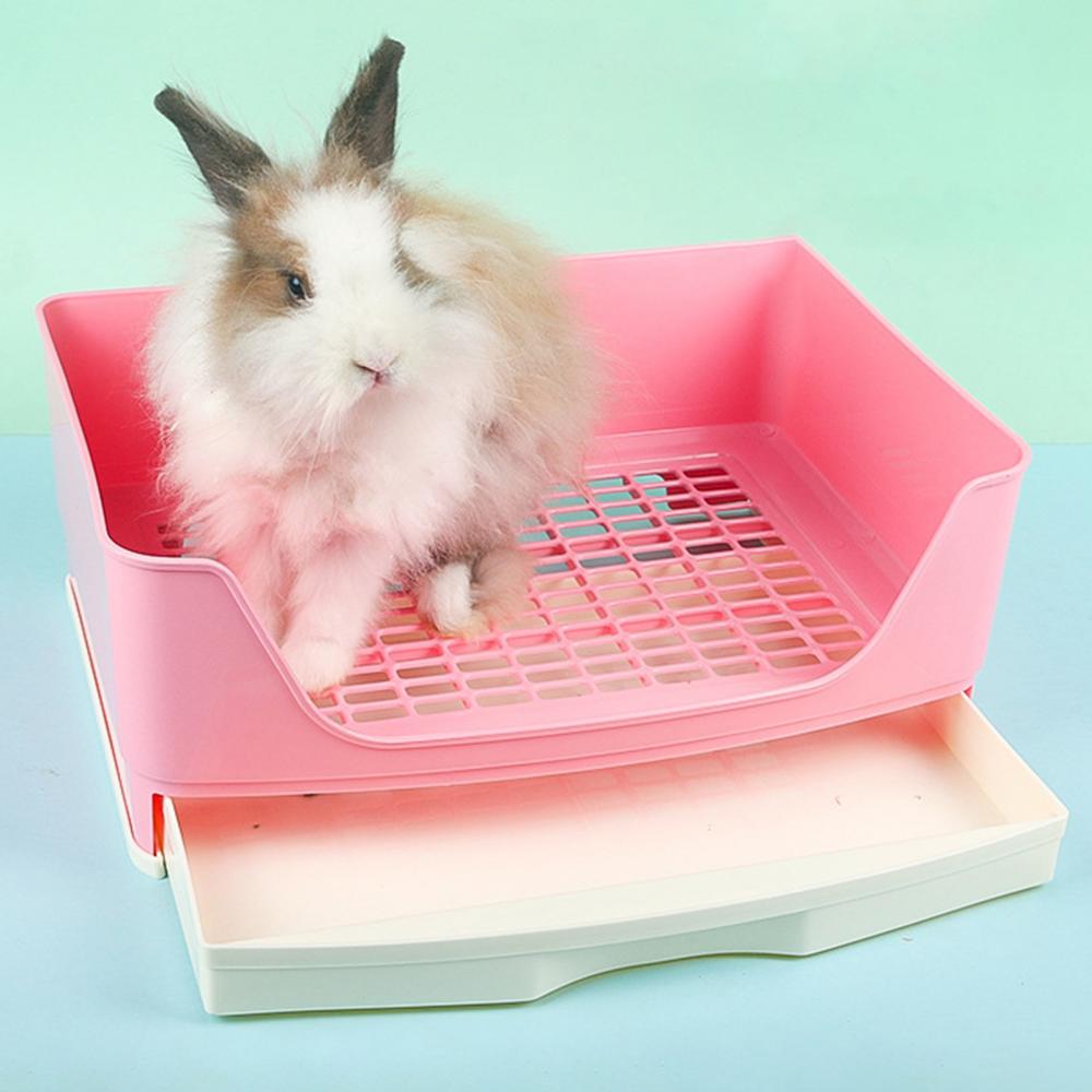 Rabbit Potty Pet Rabbit Splash-proof Litter Mesh Box Potty Trainer with Drawer Corner Toilet Pet Products Home Garden