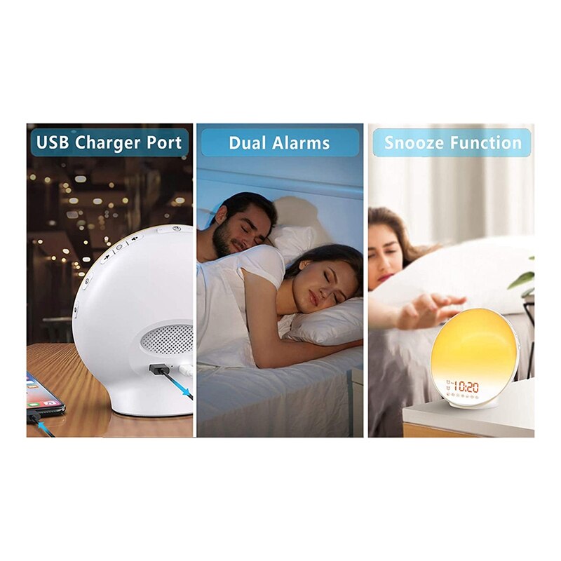 Wake Up Light Sunrise Alarm Clock for Kids, Heavy Sleepers, Bedroom, with Sunrise Simulation, Sleep Aid, Dual Alarms