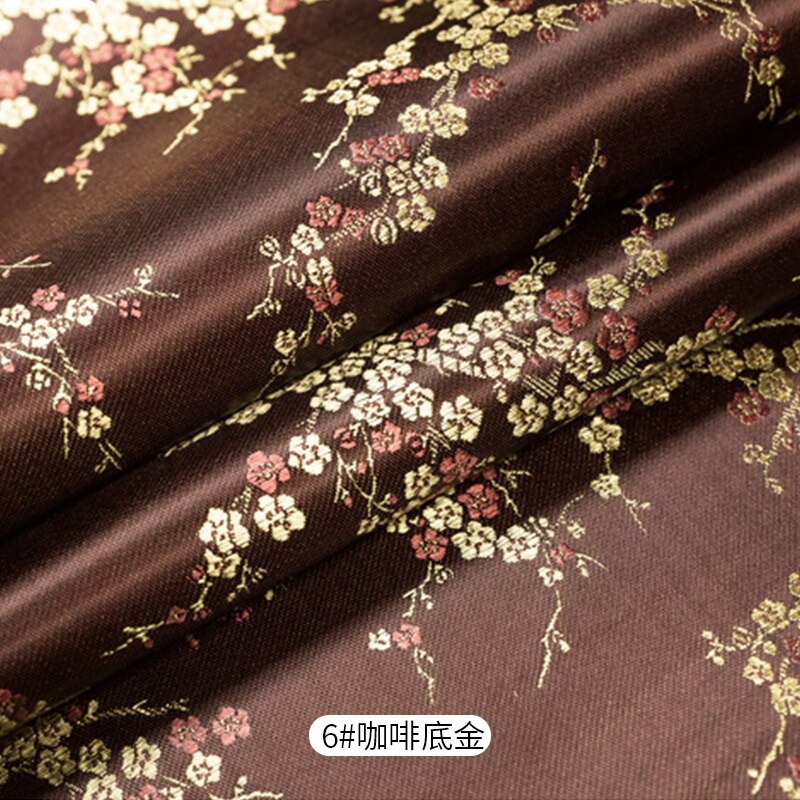 Retro jacquard pattern brocade cloth satin fabric jacquard pattern flower cloth and seam uniform cheongsam DIY: Coffee / 40X45cm small piece