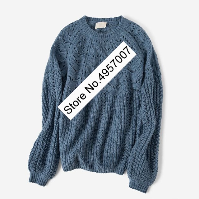 Elfbop Dames Wit/Blauw/Geel/Groen/Bruin Breien Mohair & Wol Hollow Out Trui Trui Top Stijl Jumper