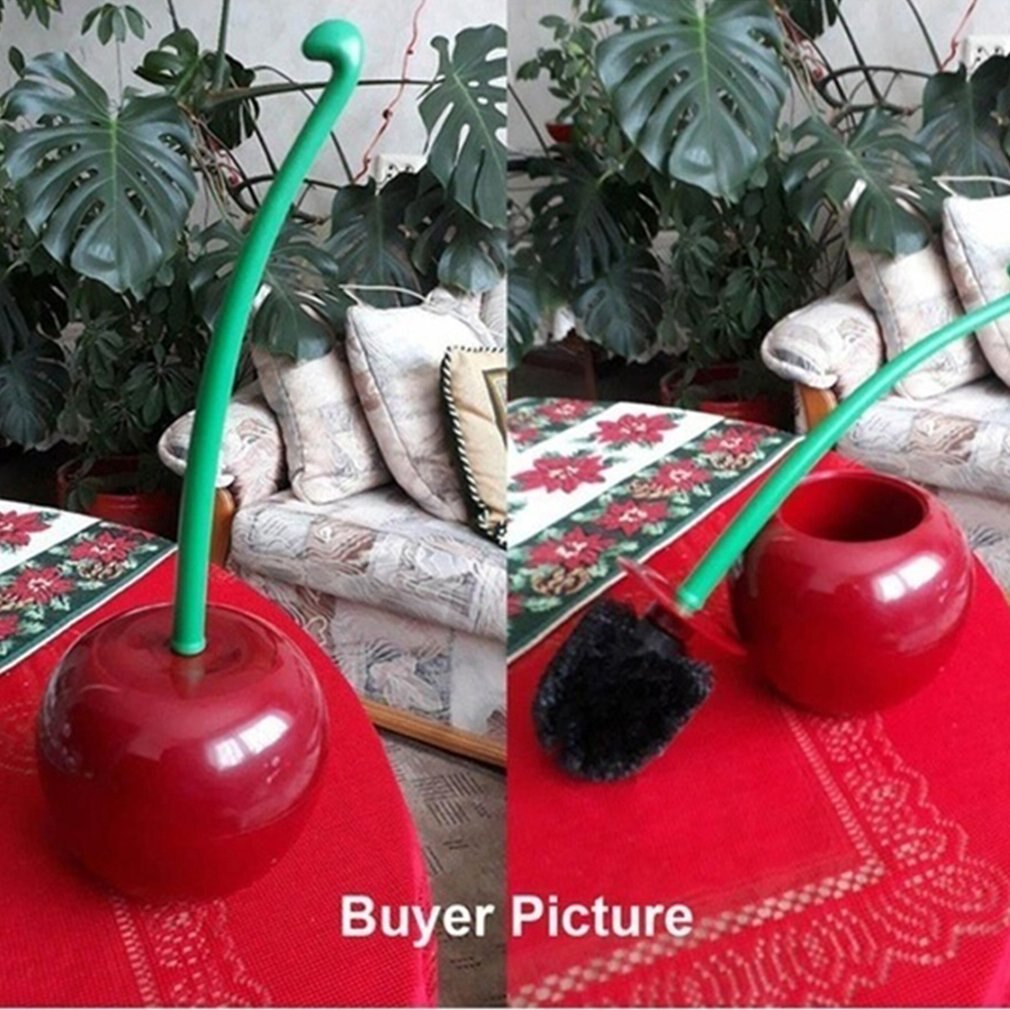 Porte-outil de nettoyage de salle de bain avec Base, bol de toilette au de cerise drôle, brosse de nettoyage de la maison