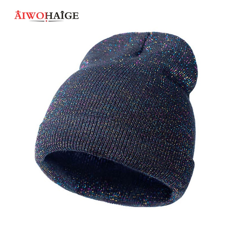 Arrivals Shiny Knit Hat Beanies Winter Cap For Women Men Headgear Hip Hop Beanie Skullies Balaclava Baggy Hedging Cap