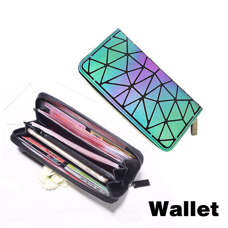 Pomysły na 2020 kobieta moda świetlny geometryczny plecak HOLOGRAM CROSSBODY torba zestaw BOSLA SAC A MAIN: zipper wallet