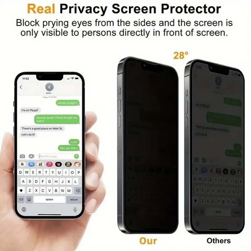 3Pcs Privacy Tempered Glass Screen Protector for iPhone 17 16 Pro Max 15 14 Plus 13 12 Mini 11 XR XS Scratch-Resistant Glass