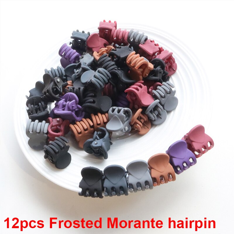 Pinces à cheveux pour femmes, 12 pièces/paquet, accessoires pour filles, Mini griffes en plastique Transparent, noir, marron,: B8