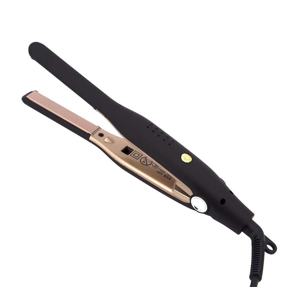 Hair Straightener Curler Ceramic Coating Thinnest Plate Pencil Flat Irons For Short Hair Men's Beard Styler: Blue / UK