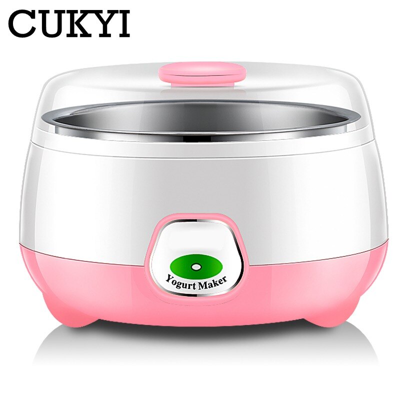 Cukyi 220v 15w 1.0l husholdningselektrisk multifunktionel mini yoghurtmaskine fuldautomatisk natto / risvin rustfri stålforing