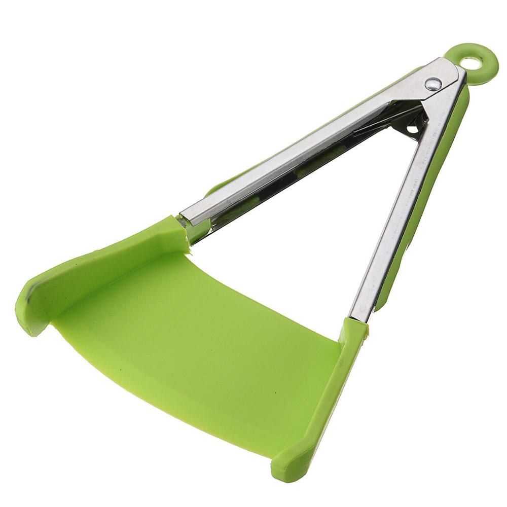 2 In 1 Smart Keuken Spatel En Tang Non-stick Hittebestendige Rvs Frame Silicone Tang Keuken gadget: green