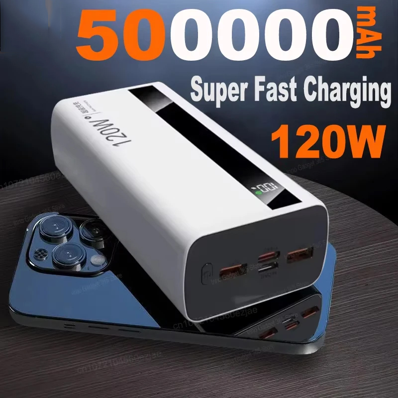 500000 mAh PowerBank mit hoher Kapazität, 120 W, superschnelles Aufladen, tragbare externe Batterie-Powerbank für iPhone Huawei