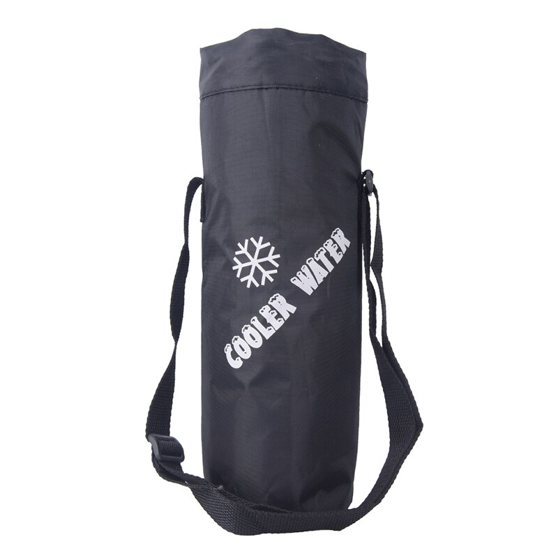 Bolsa de botella de agua con cordón Universal, bolsa enfriadora aislante de alta capacidad para viaje al aire libre, Camping, senderismo: Black