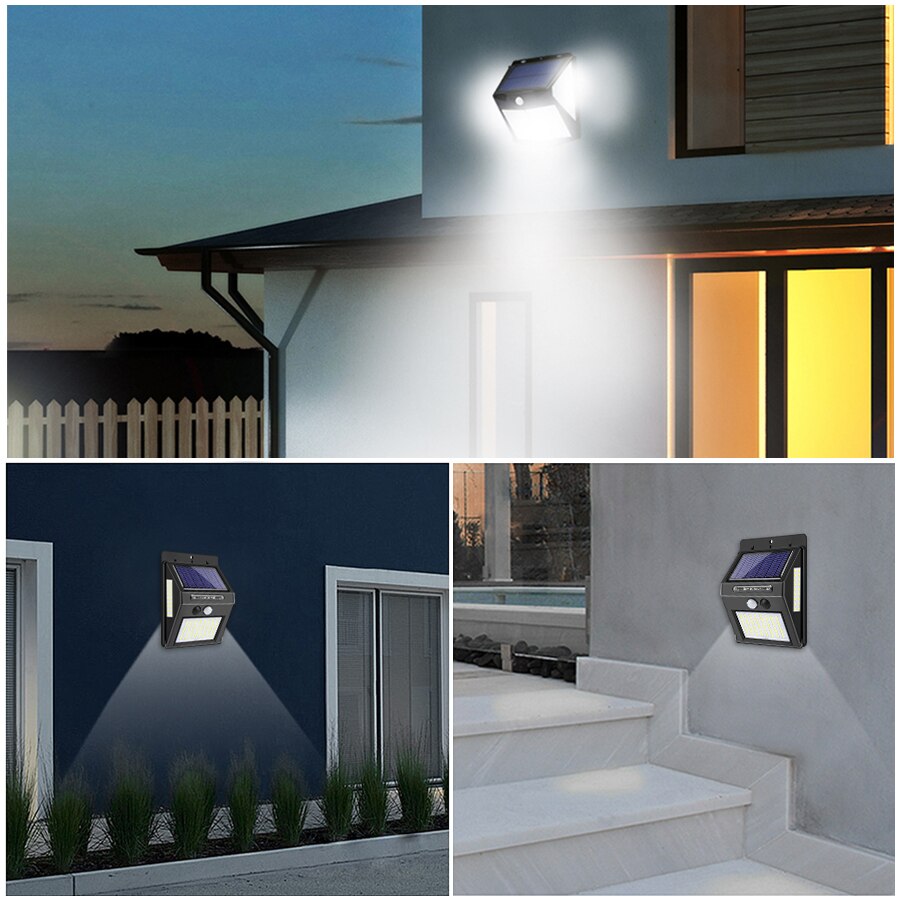Ledet solgade lys til hjemmet havehegn pir bevægelsessensor afsløring væglampe 100 lysdioder vandtæt sol haven lys