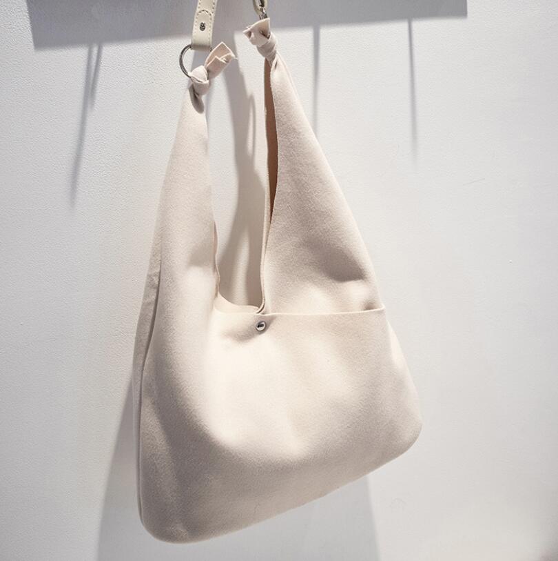 Herbst Winter neue Koreanische wolle tasche schulter tasche einfache murmeln und sohn: weiß