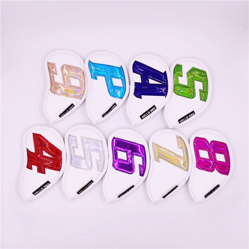 Colorful Numbers golf irons headcover pu leather golf club Iron set covers 2 colors: white color