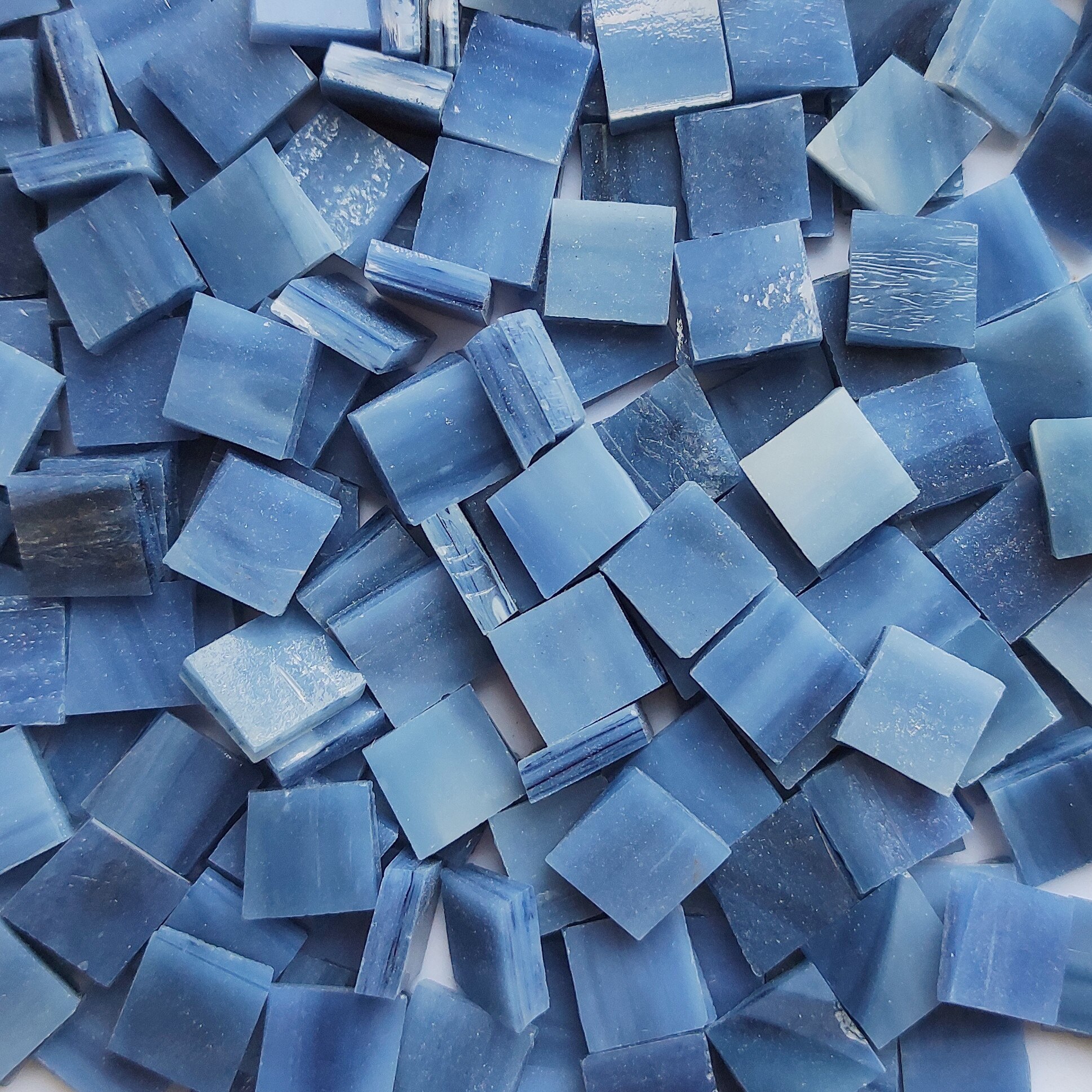 80G/2.82Oz (110 Stuks) 1Cm Vierkante Gekleurde Glas Spiegel Mozaïek Tegels Art Glas Ambachten Materialen Diy Bulk Mica Decoratie: blue grey