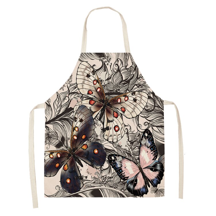 1pc Butterfly fartuch bez rękawów bawełniana pościel nadruk w kwiaty kuchnia fartuszek kobiety domowe gotowanie pieczenia talia Bib 53*65cm: WQL0147-19