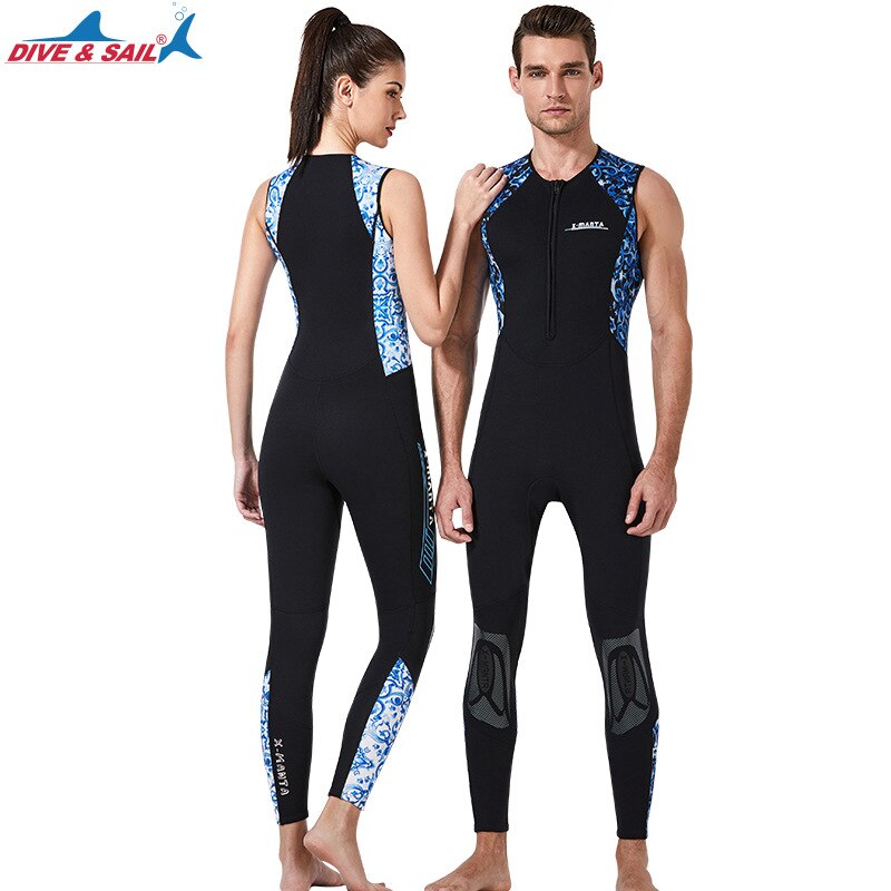 Men Women 1.5mm Sleeveless Neoprene one-piece wetsuit Triathlon Wetsuit Wet Suit Thickness Open Water Swimming Suit Front Zip