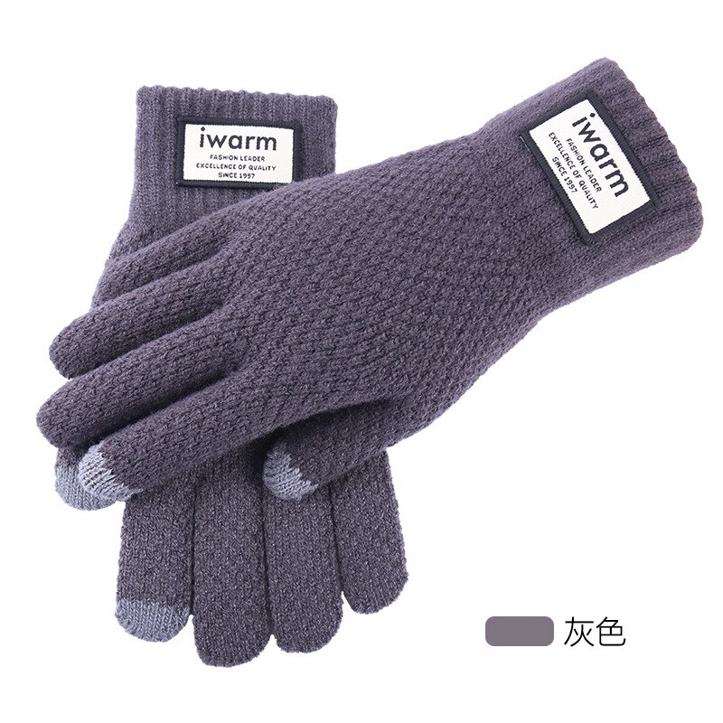 Gants tricotés pour hommes, hiver, , moufle épais et en laine et cachemire, solide, pour les affaires, automne: Gray