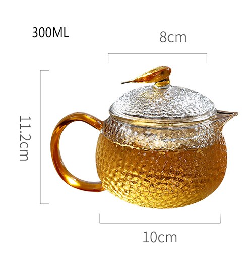 Taza de té de vidrio con tapa con mango infusor, tetera con filtro de botella de té, escamas de pescado innovador de borosilicato resistente al calor, 300ML, 500ML: 300ml