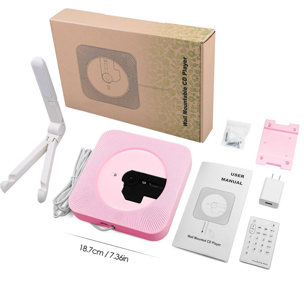 BEESCLOVER Wall Mountable CD Player HiFi Speakers Portable Bluetooth Music Player with Remote Control FM Radio r57