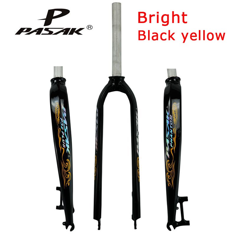 PASAK Vélo Dur Fourche 26 "27.5" 29 "en aluminium montagne vtt vélo vélo de route fourche rigide P32 modèle De Frein À Disque Composant: Bright Black Yellow