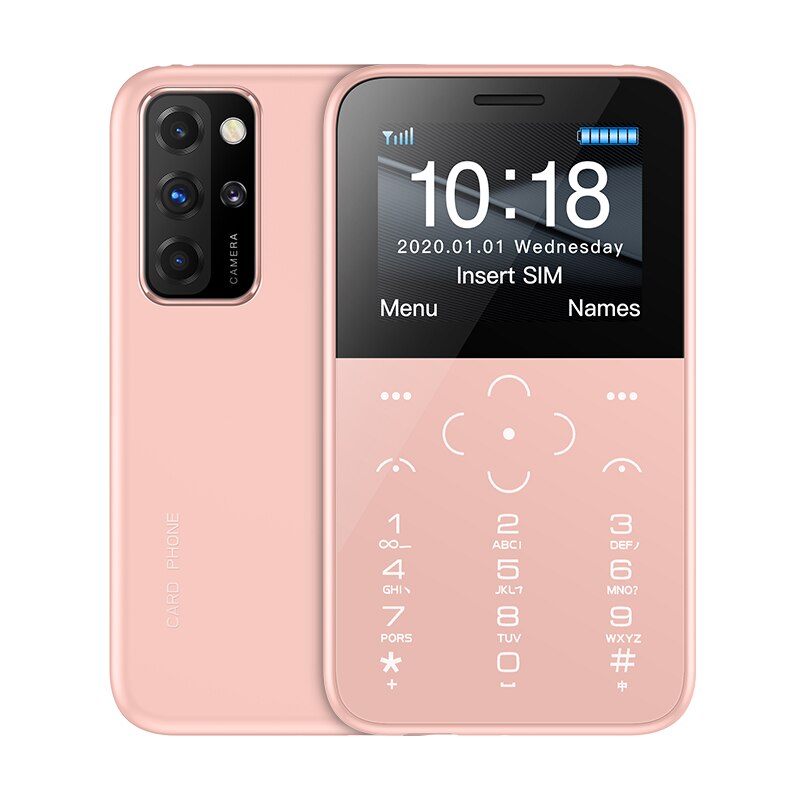 Original SOYES S10P Mini Card Phone 2G GSM 400mAh 1.54'' MTK6261M Cellphone Ultra-Thin Children Small Siz Phones: Pink
