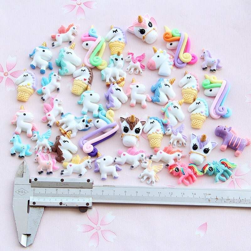 10pcs Unicorn Charms for Slime Filler DIY Ornament Phone Decoration Accessories Resin Charms Mud Clay Slime Supplies Kids Toys