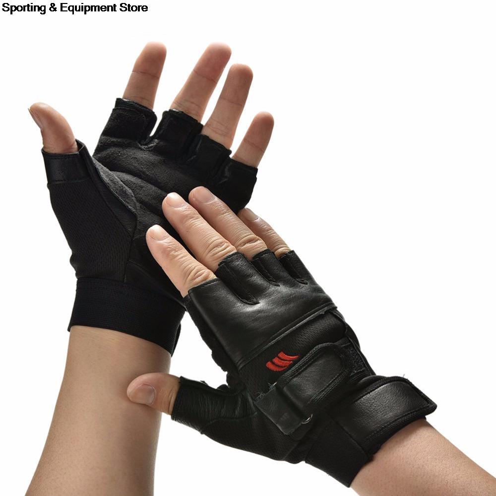 1 para czarny PU skóra podnoszenie ciężarów rękawice gimnastyczne trening okład na rękę robić ćwiczeń sportowych trening zdatność dla mężczyzn