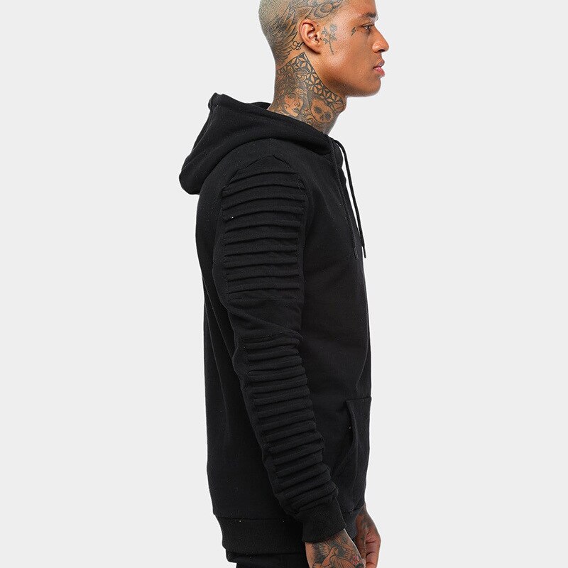 Herfst/Winter Geplooide Effen Kleur Hoodie Run Sport Trend Trui Lange Mouwen Losse Casual Sueter Hombre con Capucha