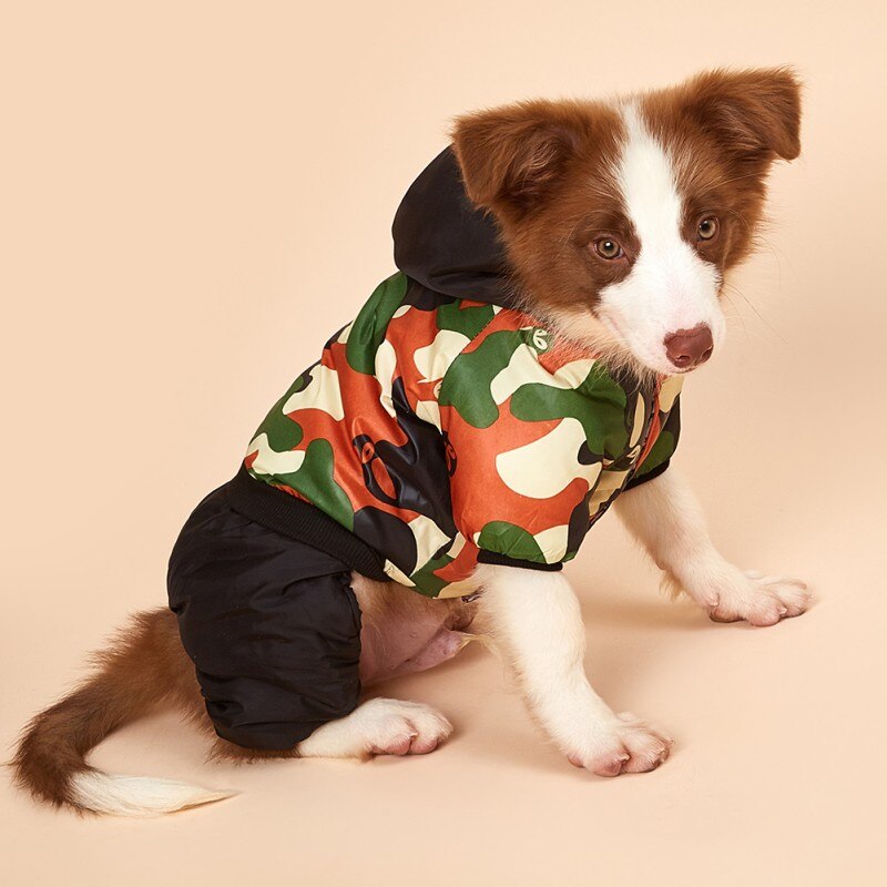 -Hiver bouledogue français Camouflage Costumes pour chien neige doudoune manteau pour petit moyen chien vêtements pour animaux de compagnie combinaison