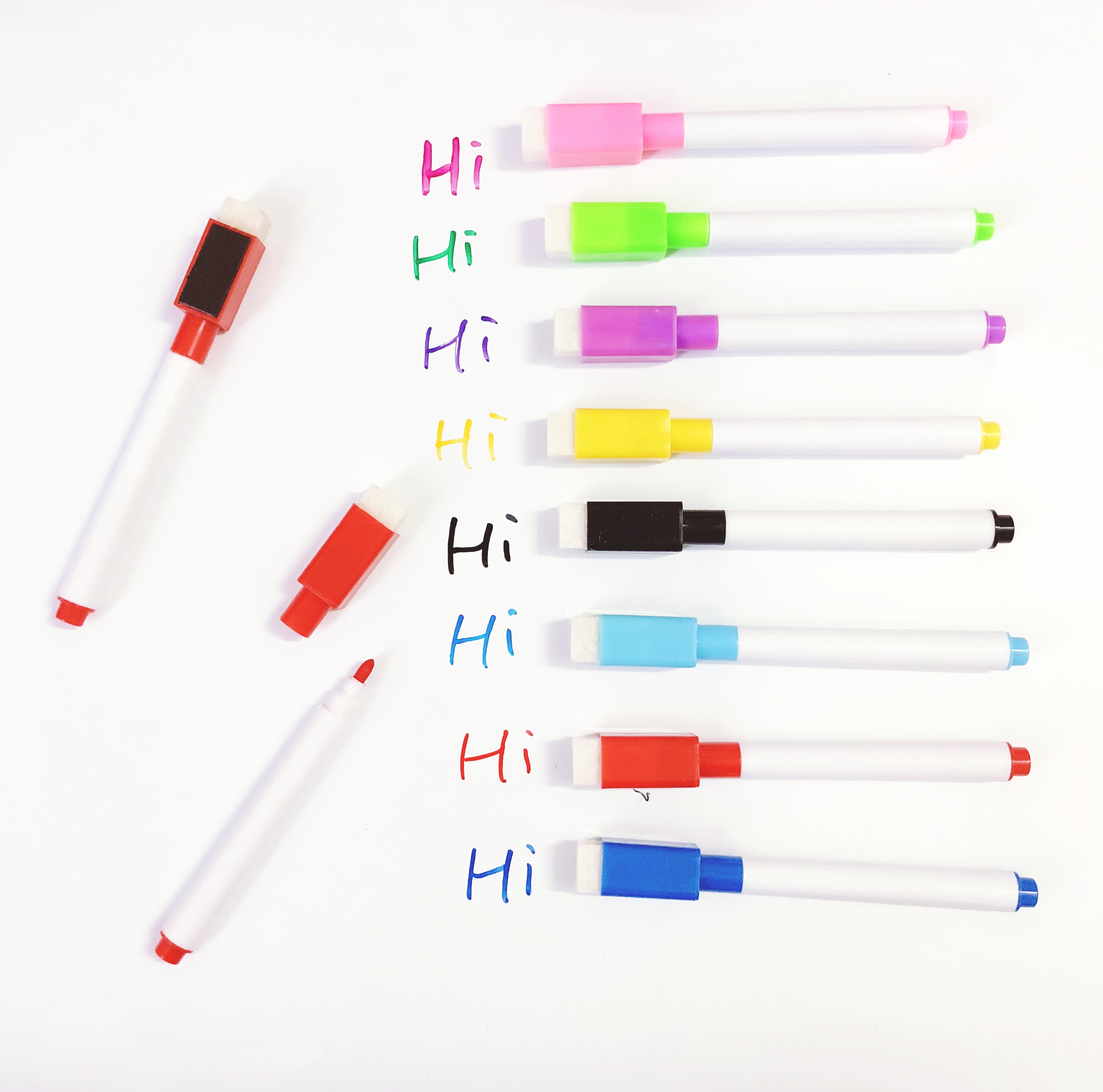 5 Pc Magnetische Whiteboard Marker Pen White Board Pen Droog Vegen Fijne Penpunt Pen Met Gum Rubber Magnetische Pen Borstel koelkast Magneten