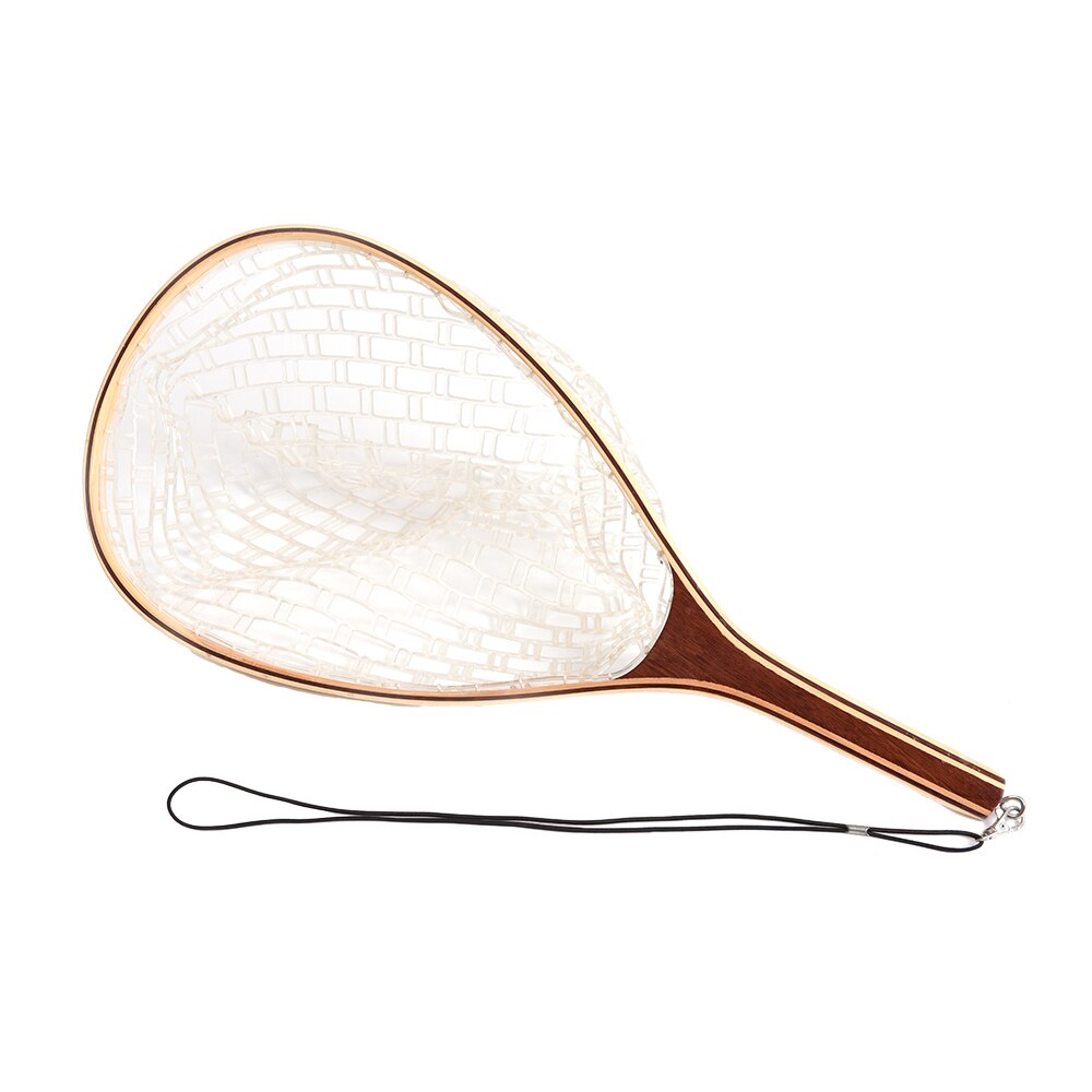 Wooden Fly Fishing Net Soft Rubber Landing Handl Trout Mesh Fish Catch and Release of Black Fishing Tool Supplies Durable