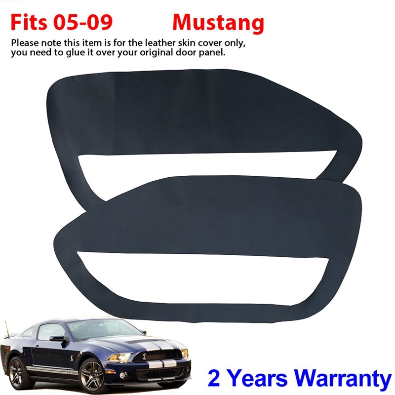 Car Door Panel Insert Cards Dust Pad Synthetic Leather for Ford Mustang 2005 Front Door Plate Parts: Black