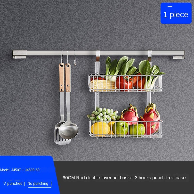 Stainless steel kitchen shelf wall hanging sauce rack hanging rack kitchen counter storage rack: style 4