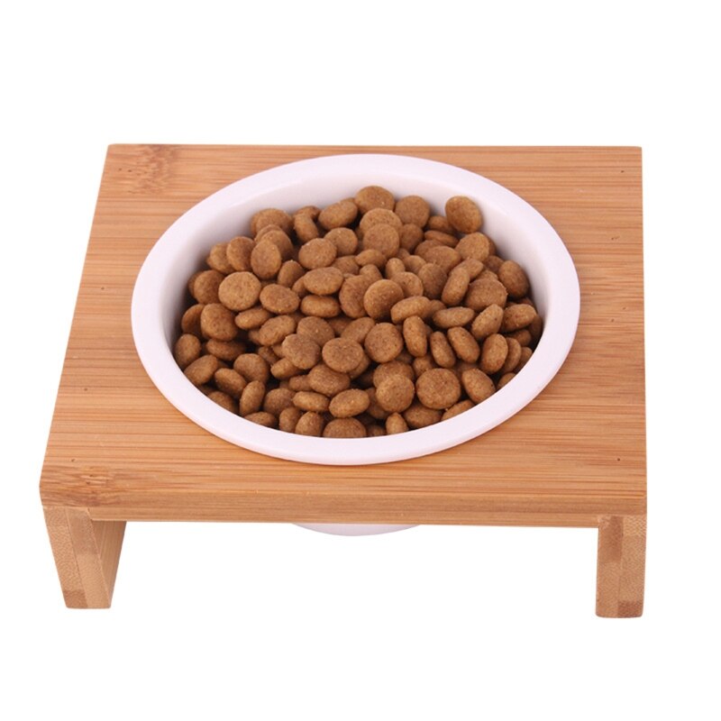 Comederos de cerámica para perros y gatos, cuencos antideslizantes de , vajilla de bambú, cuenco de agua y comida para mascotas