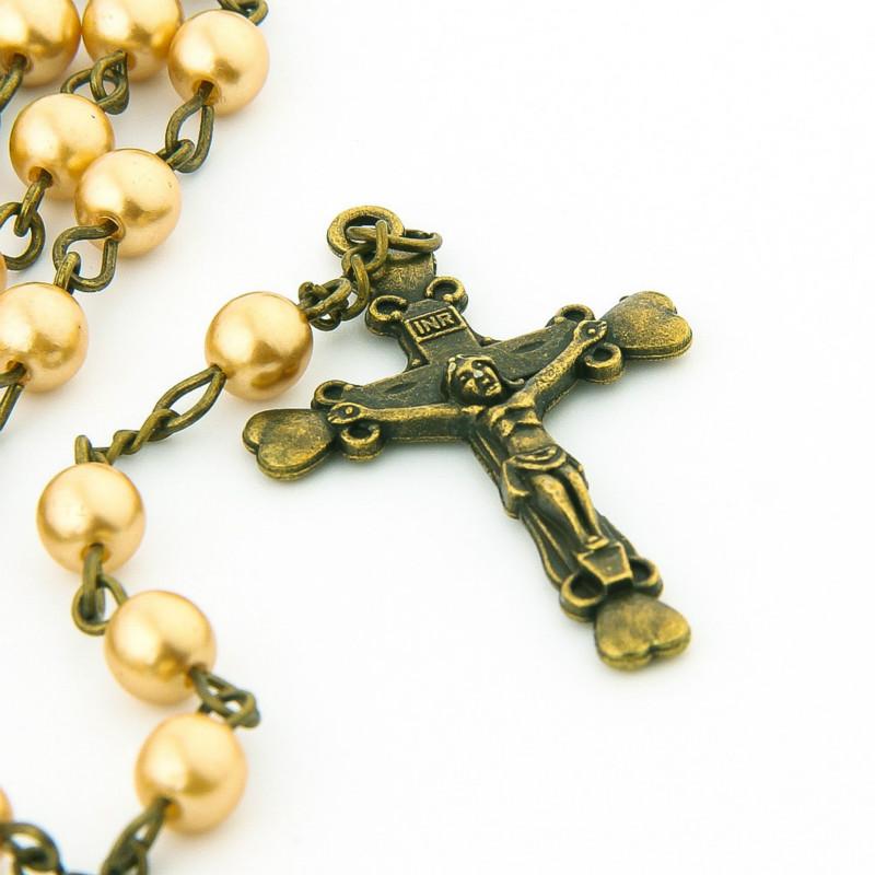 Rosary Bead Cross Y Religious Necklace For Women Men 24inch Stainless Steel Fashion Jewelry