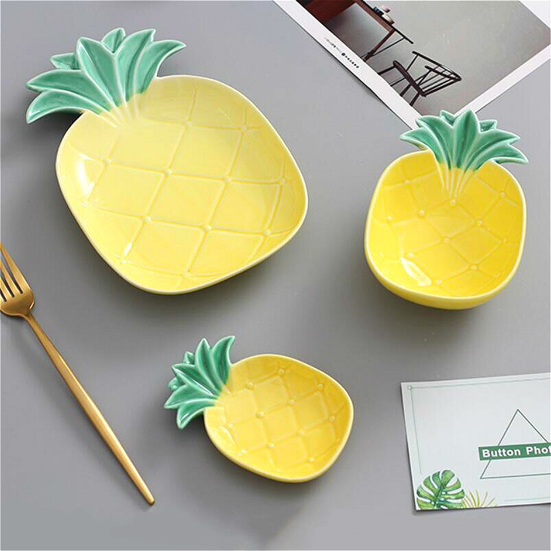 Sød keramisk ananas tallerken skål fad frugter til restaurant tallerkener hjemme piatti keramik tallerken snack tallerkener