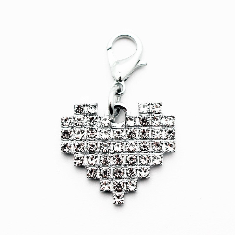 10pcs/lot heart crystal Dangle Charms Pendant charms Lobster Clasp Hanging For Necklace Charm Bracelet jewelry: 2