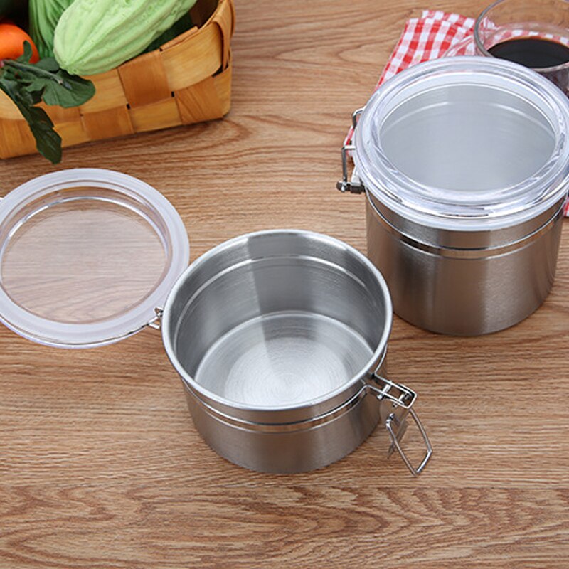 700ml/1400ml Coffee Beans Tea Coffee Container Storage Canister Set Stainless Steel Airtight Coffee Jar Canister With Spoon