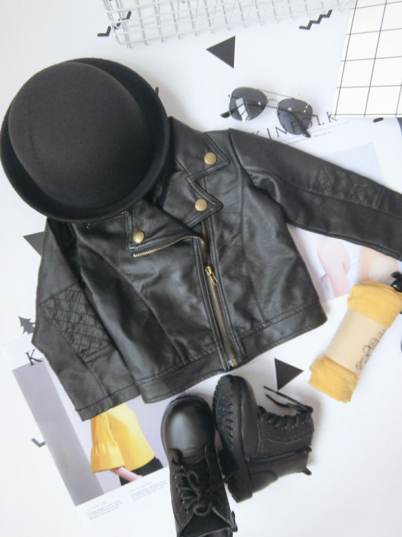 Mode Ins Lente En Herfst En De Wind Pu Leder Jas Baby Jongens En Meisjes Korte Kinderen jas