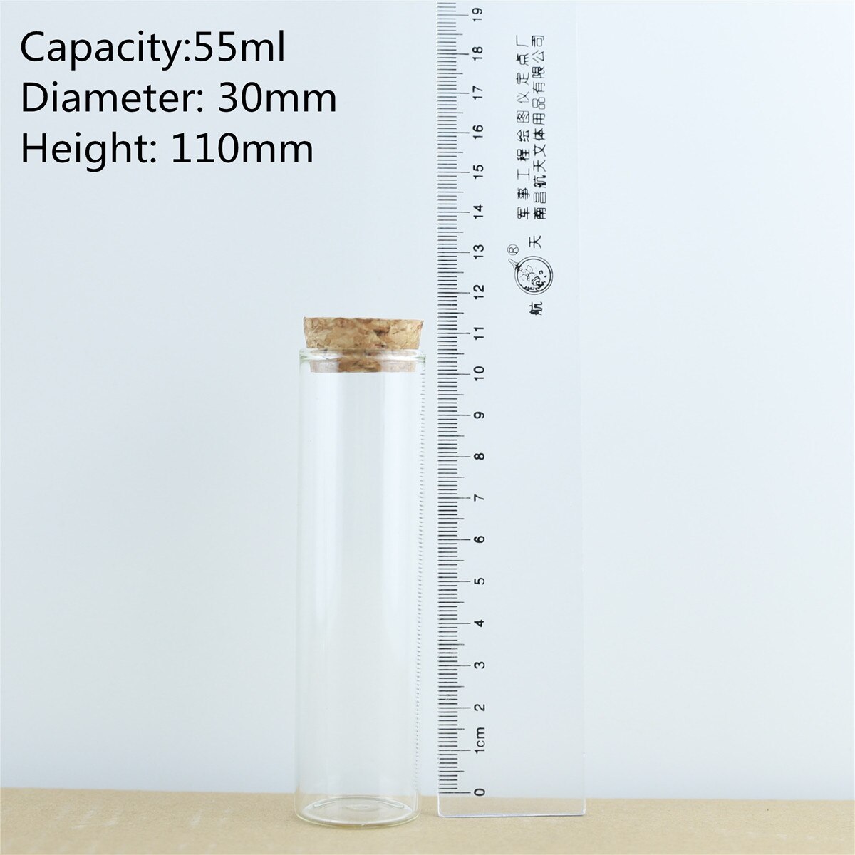24pcs/Lot Cork In Vitro Glass Bottles Thick Borosilicate Heat-resistant Wishing Bottle Glass Jars Storage Souvenir Container: 55ml