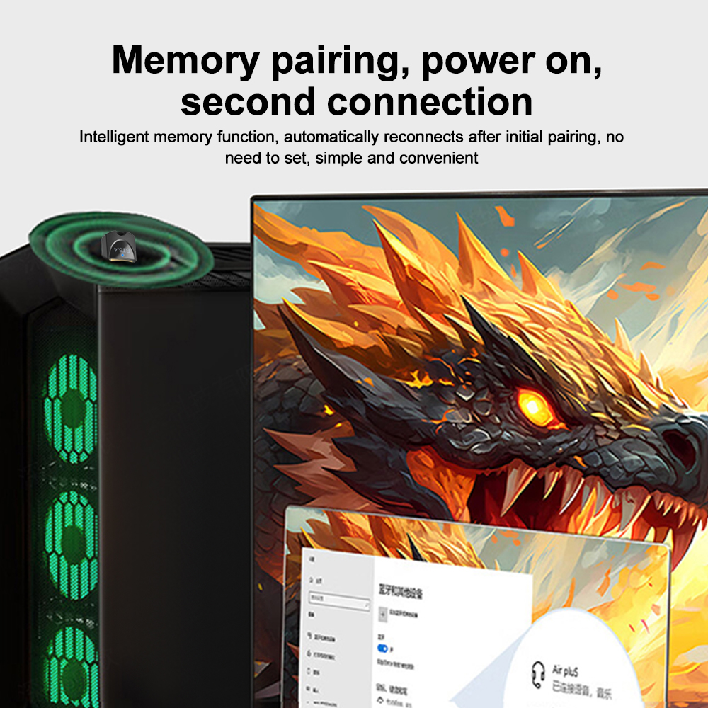 Bluetooth-adapter voor pc-laptop Bluetooth 5.4 USB-dongle-ontvanger voor draadloze muis Toetsenbord Luidspreker Muziek Audiozender