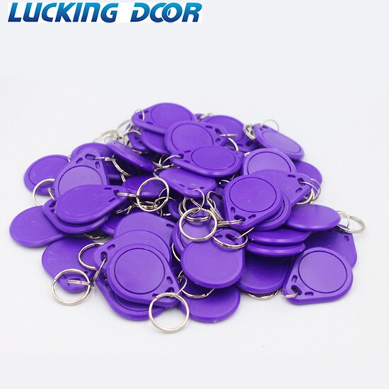 100 Stuks 13.56 Mhz Ic M1 Keyfobs Tags Toegangscontrole Rfid Key Finder Card Token Aanwezigheid Management Sleutelhanger: purple 100pcs