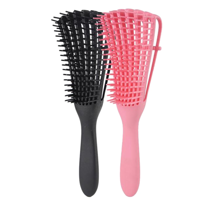 2 pièces démêlant brosse Afro brosse amérique/africain texturé 3A à 4C crépus ondulés/bouclés/Coily/humide/sec/huile/épais/cheveux longs, noeuds