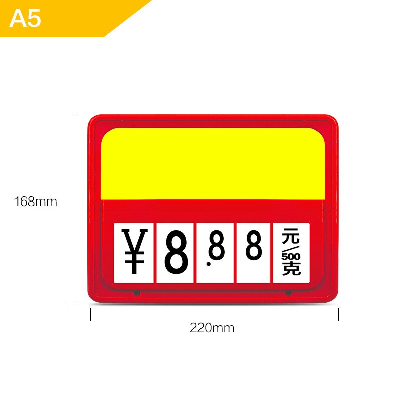 Panneau publicitaire pour fruits et légumes Pop A4 A5, en carton pour plafond, prix, étiquette avec nom, prix ajustable: Red-A5