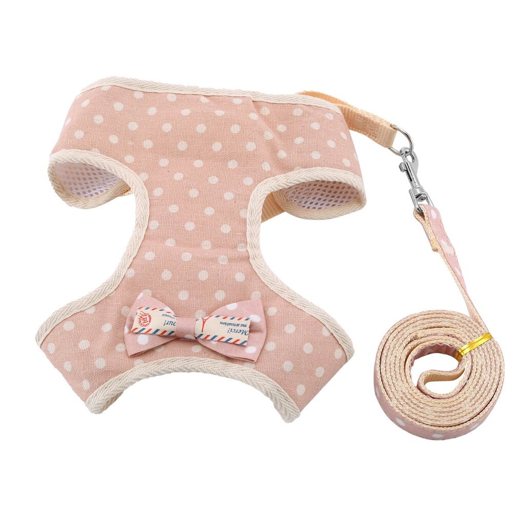 Pet Leash Bowknot Pet Chest Strap Vest Style Cat And Dog Leash Rope No Traction Dog Harness Breathable Mesh: Leopard / L