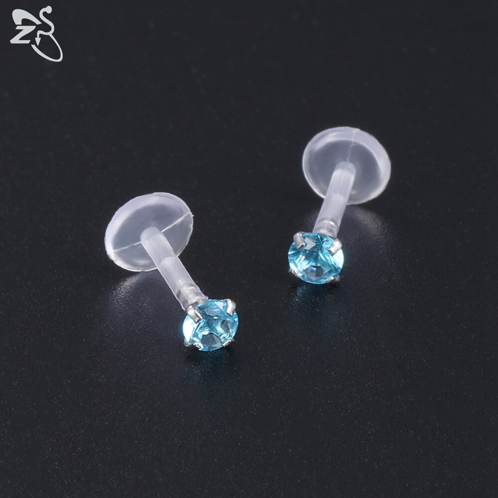 ZS 10-12 Teile/los 16G Klar Bioflex CZ Kristall Labret Monroe Lippen Ring einstellen Ohr Wendel Tragus Knorpel ohrring Zucht durchbohren Schmuck