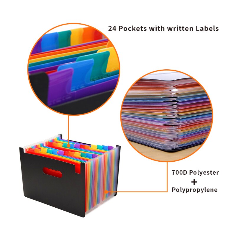 HWDID plastic A4/a4 expand document/file folder/organizer/case for documents/expanding/file foldable 24 pockets extension folder