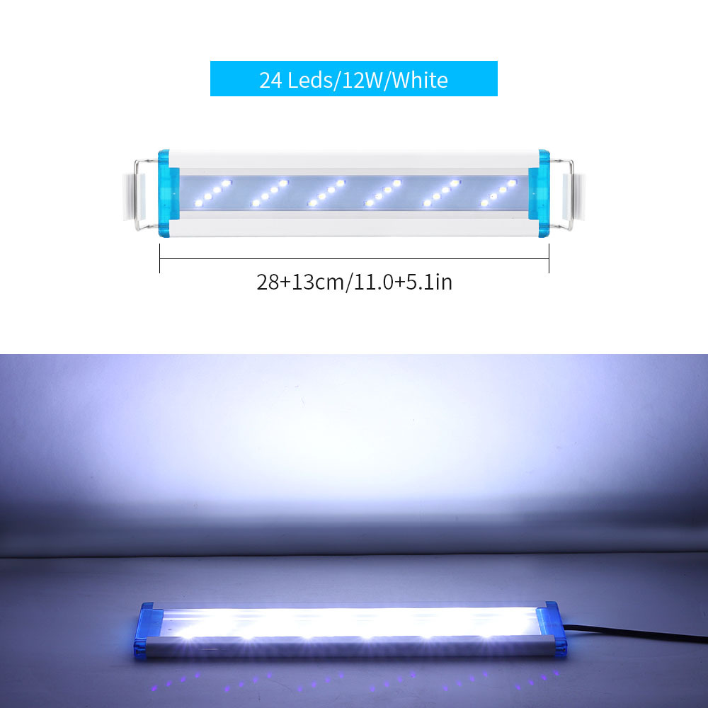 Éclairage led Super mince pour Aquarium 18-75CM, lampe Extensible et étanche à Clip pour Aquarium 90-260V: 28cm White