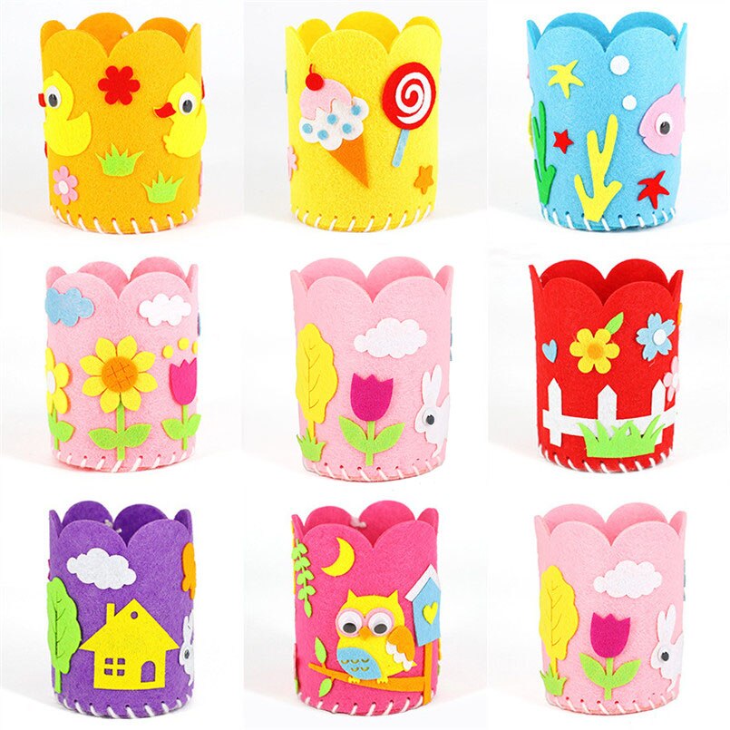 5 Stks/set Kids Educatief Diy Potlood Houder Craft Kit Toy Leuke Creatieve Handgemaakte Pen Container Kleuterschool Kinderen Meisjes Speelgoed
